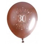 Sachet de 6 ballons Age étincelant 30cm, Rose Gold 30 ans