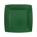 Lot de 10 petites Assiettes Carrées carton compostables 18x18cm, Vert foncé