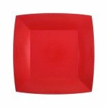 Lot de 10 petites Assiettes Carrées carton compostables 18x18cm, Rouge