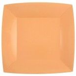 Lot de 10 Assiettes Carrées carton compostables 23x23cm, Corail