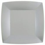 Lot de 10 Assiettes Carrées carton compostables 23x23cm, Argent
