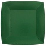 Lot de 10 Assiettes Carrées carton compostables 23x23cm, Vert foncé