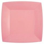 Lot de 10 Assiettes Carrées carton compostables 23x23cm, Rose