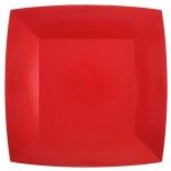 Lot de 10 Assiettes Carrées carton compostables 23x23cm, Rouge