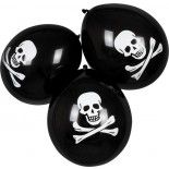 Sachet 6 ballons Pirate noirs 25cm