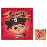 SANTEX 7521-99, Sachet de 20 Serviettes Pirate enfant colorées