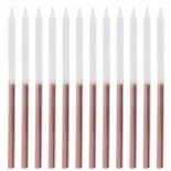 Paquet de 12 grandes Bougies bicolores 12,5cm, blanc/Rose Gold