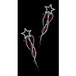 Chaks 76204-111, Chemin de table NOIR Etoiles Filantes Argent-Fuchsia