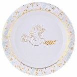 Paquet de 10 Assiettes Communion 22,5cm, blanc/Or