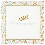 SANTEX 7632-99, Sachet de 20 Serviettes Communion, blanc/Or