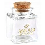 Lot de 12 Pots en verre carrés imprimés or Amour Forever