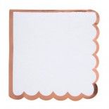 Sachet de 20 petites Serviettes festonnées, blanc/Rose Gold