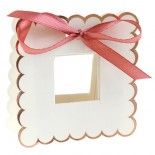 Sachet de 6 Boites festonnées 7x7cm, blanc/Rose Gold