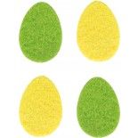 Chaks 77072, Sachet 12 confettis 4cm en feutrine forme Oeuf, jaune et vert