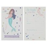 Lot de 6 cartes d'invitation Sirène