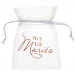 SANTEX 7957-20, Sachet de 6 Bourses organdi Vive les Mariés, Blanc/Or rose