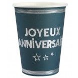 SANTEX 7984-47, Lot de 10 gobelets anniversaire Star d'un jour Bleu canard/Argent