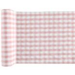 SANTEX 7999-5-30, Chemin de table tissu non tissé Vichy rose 3 mètres