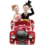 Chaks 80182, Couple mariés résine sur VOITURE rouge, 17cm