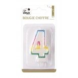 P'TIT Clown re80194 - Bougie anniversaire colorée chiffre 4