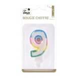 P'TIT Clown re80199 - Bougie anniversaire colorée chiffre 9