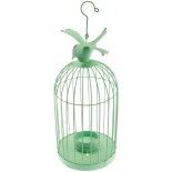 Chaks 80224-28, Cage métal oiseau photophore 32cm, Vert pistache