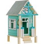 Grande Maison de plage en bois Sable/Blanc/Bleu 37cm