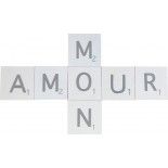 Chaks 80247, Set de 7 Lettres bois blanchi MON AMOUR 5,5cm