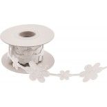 Chaks 80250-00, Ruban feutrine Fleur de 2 m x 3.5cm, Blanc