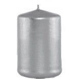 Chaks 80291-80, Grande bougie cylindrique 10 cm, métal Argent