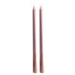 Set de 2 bougies Flambeau 30cm, métal Rose Gold