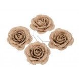 Chaks 80409, Set de 4 Roses 5cm en Jute naturelle