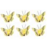 Chaks 80441-19, Sachet de 6 petits Papillons 5cm sur pince, jaune