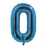 P'TIT Clown re80500, Ballon alu mylar 85cm CHIFFRE 0, Bleu électrique