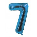 P'TIT Clown re80507, Ballon alu mylar 85cm CHIFFRE 7, Bleu électrique