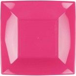 Paquet 8 grandes assiettes plastique, FUCHSIA grand modèle 29 cm