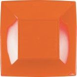 Paquet de 8 assiettes plastique, ORANGE grand modèle 29 cm