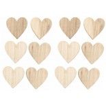 Chaks 80591, Sachet de 12 Coeurs en Bois à disperser 4cm