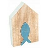 Chaks 80608, Maison en bois 15cm avec Poisson bleu inséré