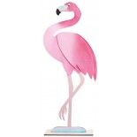 Chaks 80719, Grand Flamant Rose en feutrine sur pied bois 55cm