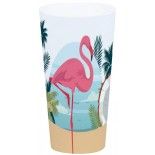 Chaks 80745, Grand Gobelet Tumbler Flamant rose en plastique 17cm