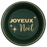 Paquet de 10 Assiettes Joyeux Noël chic, 22,5cm vert sapin