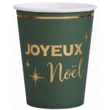 Lot de 10 Gobelets Joyeux Noël chic 25cl, Vert sapin