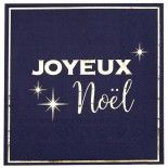 Sachet de 10 Serviettes Joyeux Noël chic 33x33cm, Marine