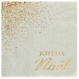 Sachet de 10 Serviettes Joyeux Noël scintillant 33x33cm, Sauge