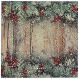 Sachet de 10 Serviettes Noël Sapin et Baies 33x33cm