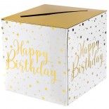 SANTEX 8551-1, Tirelire HAPPY BIRTHDAY, Blanc/Or