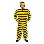 P'TIT Clown re86512, Déguisement Prisonnier noir et jaune, adulte L/XL