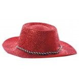 Party Pro 87321205, Chapeau cowboy paillette rouge