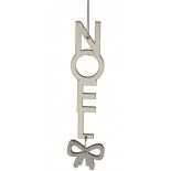 Chaks 90215, Lettres Noël bois blanc avec noeud, à suspendre